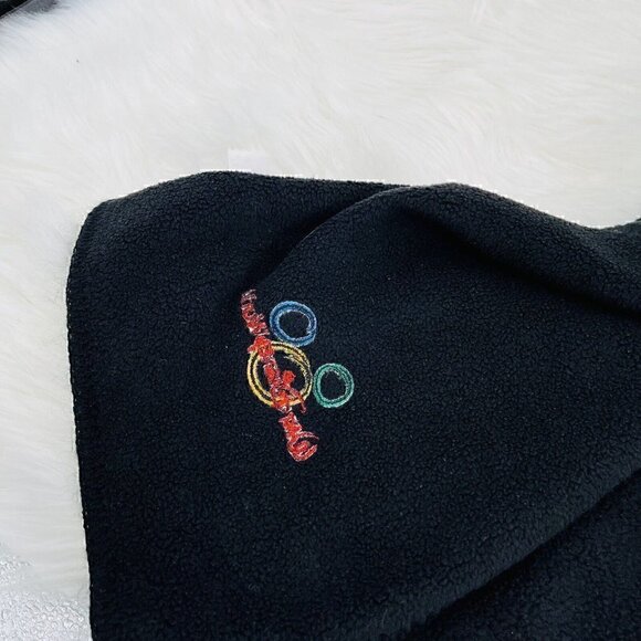 Disney Christmas Mickey Mouse Scarf Vintage Embroidered Logo Fleece - Picture 5 of 6